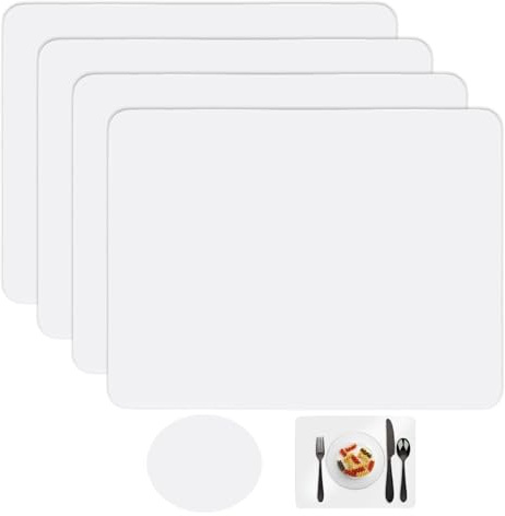 hommova 4 Pcs Silicone Placemat, Translucent Non Slip Table Mats Sheet for Crafts, Kitchen Worktop Protector(40x30 cm)