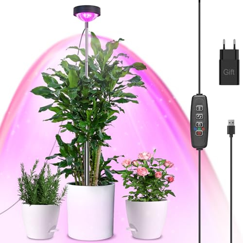 Idealife Lampada per Piante LED Spettro Completo con Lente Ottica | Alta PPFD Grow Light,10 Livelli di Luminosità,Lampada di Coltivazione Regolabile In Altezza con 3/9/12h per La Piante