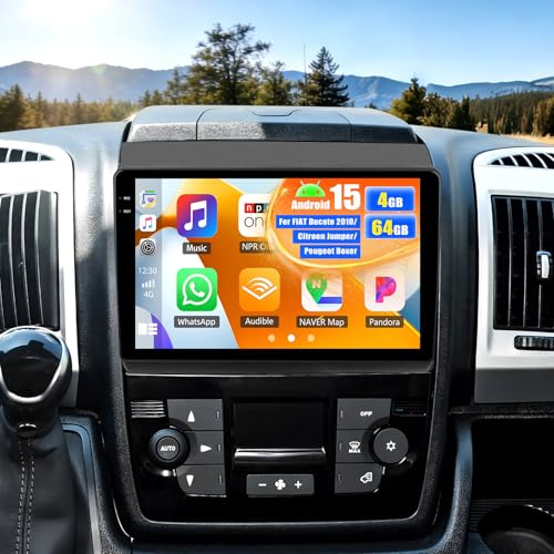 OiLiehu 4G+64G Android 15 Radio para Fiat Ducato 2010/Citroen Jumper/Peugeot Boxer CarPlay Android Auto Inalámbrico, 9'' Pantalla con WiFi Bluetooth GPS FM RDS SWC EQ Cámara de Visión Trasera