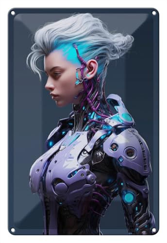 Wallario Blechschild Wandbild aus Metall Cyborg-Evolution - 20 x 30 cm in Premium-Qualität: Brillante Farben
