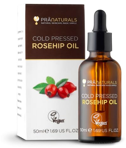 PraNaturals Huile de Rose Musquée Pressée à Froid 50 ml – Huile Végétale Pure de France, Riche en Vitamines A, C & E – Soin Visage, Corps & Cheveux, Usage Cosmétique & Parfumerie