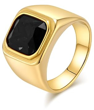 Skcess 16MM Hochzeitsringe Herren Edelstahl, Klassiker Breit Form Hochzeit Ringe für Männer mit Stein, Herren Ring Hochzeit Vintage Gr.54-70
