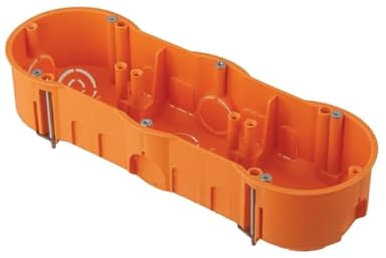 PAWBOL Dreifachdose für verschiedene Materialien - Orange, Kunststoff, nicht wasserfest, 1 x 3-fach Hohlwanddose Tiefe 46mm