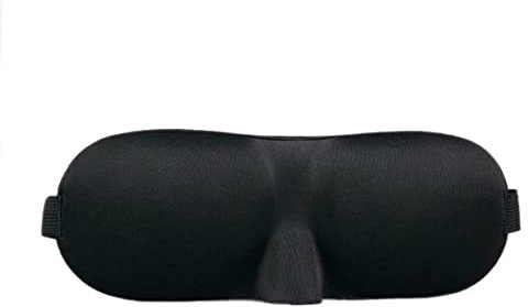 Weddecor Ultra Weiche 3D Konturierter Augen Maske mit Glatt Elastisch Verstellbar Augenbinde Augenmaske Bequem, Leicht & Atmungsaktiv Schlaf Augenmaske für Herren Damen Kinder, 1pc - Schwarz