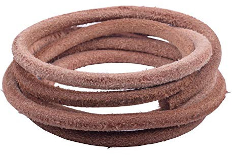 KONMAY Cordon Rond en Cuir véritable - 2 m 8.0mm Cordon Rond en Cuir pour La Fabrication de Bijoux, Naturel Mat