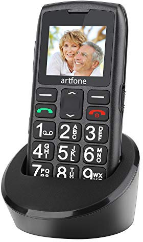 artfone GSM Telefono Cellulare per Anziani con Tasti Grandi | Pulsante di emergenza SOS | Doppia scheda SIM sbloccata | Torcia elettrica | Radio Suono Alto | 1400mAh Batteria