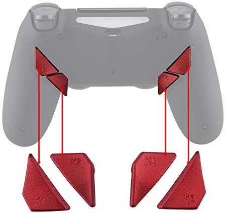 eXtremeRate Tasten Rückseite Knöpfe Ersatzteile Buttons K1 K2 K3 K4 Paddles für ps4 Controller Dawn Remap Kit(Rot)