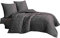 Damast Jacquard Mako Satin Bettwäsche Bettgarnitur Set Bettdeckenbezug 100% Baumwolle Qualität mit Reißverschluss Kopfkissenbezug 80x80 cm Oeko-TEX (Damask Anthrazit, 220 x 240 cm)