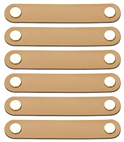 WIFUN 6Pcs Furniture Handles Leather, Leather Handle Furniture 143 X 22mm Modern Style Door Handles Leather Handle with Screw Accessories for Drawer Cabinet Door Home Culture, Brown