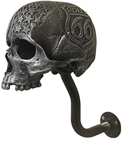 Motorcycle Skull Helmet Holder,Wandmontage Motorradhelm Huthalterung,Fahrradhelmhalter,Halterung Wand for Mäntel,Harz Motorrad Schädel Helmhalter Für Biker Helm, Baseball Und Rugby-Helm (Stil B)