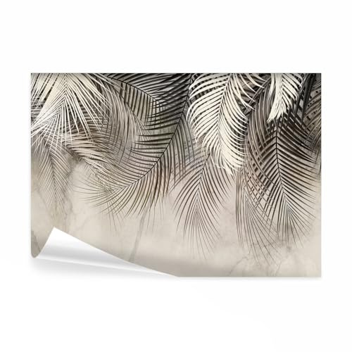 decomonkey Fototapete Pflanzen, 350x256 cm, Blätter Baum Laub Natur Grün | Beige, Vlies, Schlafzimmer, Wohnzimmer, Design, Tapete, Fototapeten, Tapeten, Vliestapete, Wandtapete, moderne, Wand