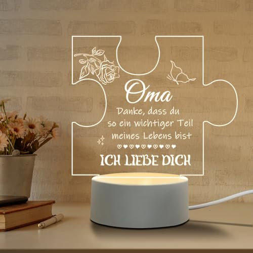 Oizzduru Oma Geschenk von Enkelin Enkeln, LED Lampe Nachtlicht Geschenke für Oma Personalisierte Geschenk für Oma von Großelterntag Geschenk Oma Geburtstag
