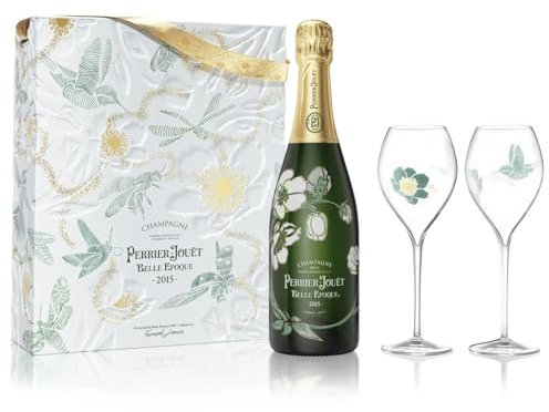 Cofanetto regalo Perrier-Joüet con Belle Epoque 2015 Limited Edition 75cl + 2 bellissimi flutès personalizzati