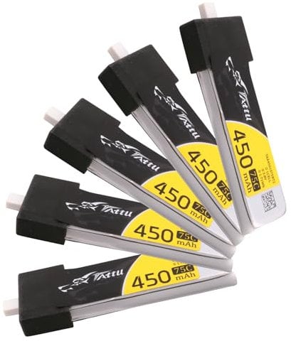 Tattu 1S Lipo Akku 450mAh 3.8V 75C 1S1P HV Lipo Akku Pack mit BT 2.0 Stecker für BETAFPV 1S Tinywhoop Drohne, Cetus Pro FPV (5PCS)