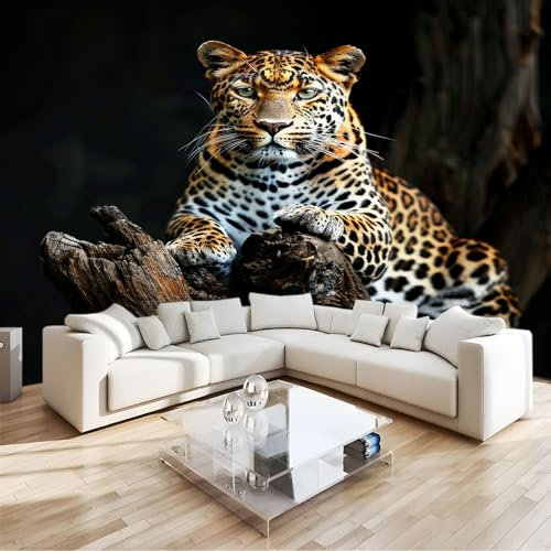 Art Fototapete Gepard-Leopard 400 x 280 cm Vlies Tapeten Moderne Wandtapete Wohnzimmer Schlafzimmer Tapete