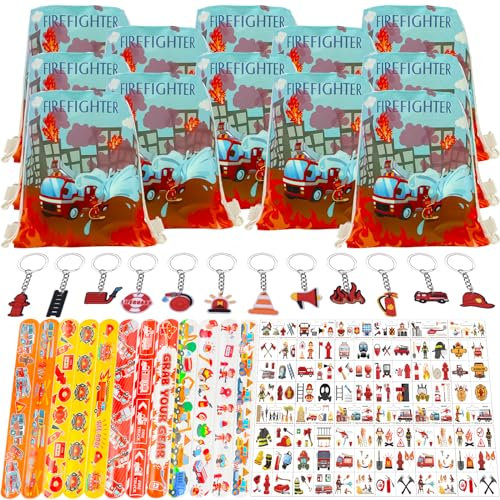 Pompieri giveawa, Kit Festa Pompieri, PQKL-party Gadget Pompieri, Gadget Pompieri Compleanno Ragazzi Kit, Festa di Compleanno dei Bambini