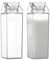 Generisch Lot de 2 bouteilles d'eau en carton de lait transparent, carrées avec bouchon à vis, en plastique, 1 l, réutilisable
