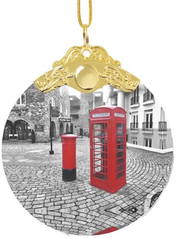 Glas Rund London Rot Telefonzelle Anhänger Weihnachtsdeko Anhänger Weihnachtsbaum Anhänger Jubiläum Anhänger Innen Außen Bedruckter Anhänger