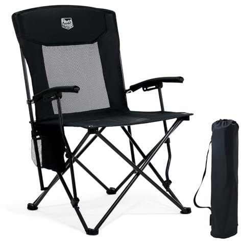 TIMBER RIDGE Campingstuhl Faltbar leicht Klappstuhl 150 kg Belastbarkeit mit hohem Rücken und Netzrücken Outdoor bequem, tragbar Strandstuhl für Festival, Angeln, Garten, Picknick, Essensbereich