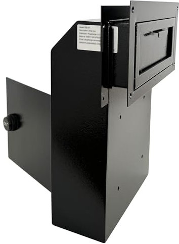 Plugsharge Locking Door Drop Box with Combination Lock – Steel Mailbox with Rear Access, Mail Slot for Rent, Deposit, Night Key, and Mail – Through-Door Design Prevents Money Fishing, Durable Black