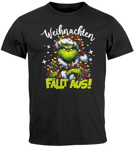 MoonWorks® Herren T-Shirt Weihnachten fällt aus Weihnachtsshirt Grinch Weihnachtsoutfit Männer Lustig schwarz 5XL