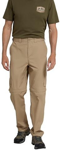 Mountain Warehouse Trek Mens Zip Off UPF50+ Trousers Dark Beige (Regular Length) W30