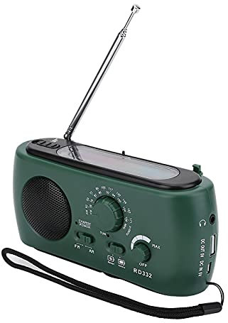 Kurbel Radio Taschenlampe,Tragbare Notradio Solar Power Wiederaufladbare Handkurbel FM/AM Radio 3 LED Taschenlampe Notfall Sirene tragbare Handy Telefon Ladegerät Power Bank für Camping Reisen Wandern