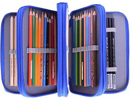 Stiftemappe Oxford Schlampermäppchen Blau Federmappe mit 4 Innentaschen Stiftetasche mit Großer Kapazität Federtasche Stifte Pinsel Bleistifte Aufbewahrungstasche Schüleretui für Kinder Erwachsene