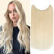 TESS Haarteile Echthaar Extensions 1 Tresse Doppelt Dicke Draht komplette Haarverlängerung guenstig Haar Extensions Glatt 20(50cm)-110g #60 Weißblond