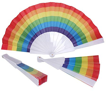 FeiliandaJJ 2pcs Regenbogen Faltfächer Handfächer Chinesischer Stil Vintage Fächer für Sommer Anlässen Hochzeitsgeschenk Party Dekoration Geschenk Ethnischer Tanz Chinesisches Kung Fu (Mehrfarbig)