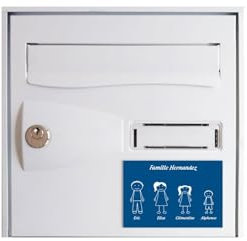 Plaque de maison Family personnalisée avec 4 membres pour boite aux lettres - Format 12x8 cm - Couleur bleue