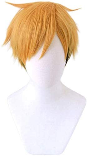 Topcosplay Anime Perücke Kurz Perücke Blond für Halloween Karneval