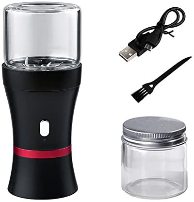 Spacenight Electric Herb Grinder, USB-Rechargeable, 2pcs 1.7oz Glass Herb Chamber - Ideal for Everyday Carry