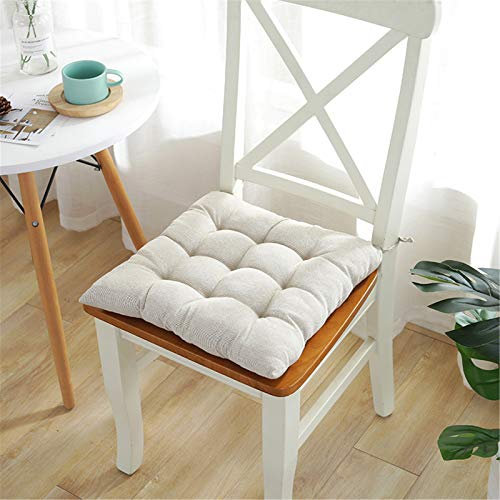 EXQULEG 2pc Set Stuhlkissen, Filz Quadrat Sitzkissen Stuhlkissen Bankkissen Bodenkissen Stuhlauflage für Indoor und Outdoor, 40x40x8 cm (Beige)