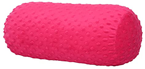 Dr. Berger Nackenrolle Nackenkissen 40x16 cm Bezug 100% Baumwolle Minky Design extra flauschig - bequemes Kissen rund, stabil - Perfekt als festes Nackenkissen, Knierolle, Rückenkissen in pink