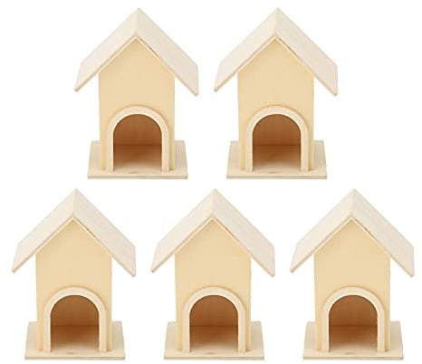 Jenngaoo 5 Stück Vogelhaus aus Holz, DIY Bausatz zum Aufhängen | Dekorative Vogelhäuser für Garten, Terrasse und Balkon, Wetterfest, Robust, ideales Bastelprojekt für Kinder
