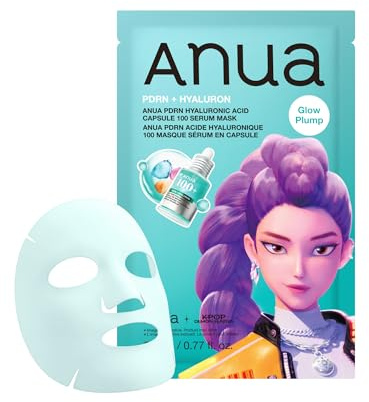 Anua PDRN Hyaluronsäure Kapsel 100 Serum Maske, KPop Demon Hunters, 10EA | Hydrating Face Mask for Glass Skin, Dewy Glow and Firm Looking Skin, Lachs-DNA and Collagen, Korean Skin Care