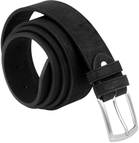 Simaru Kork Gürtel für Herren Buenos Aires, Herrengürtel aus Kork mit edler Metallschnalle, langlebig nachhaltig und vegan (95 (M-L), Schwarz)