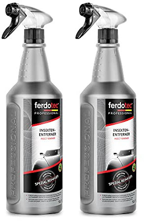 ferdotec® 2x1000ml di rimozione degli Insetti | Detergente per Insetti Premium Extra Forte per Vetro, Vernice, superfici in plastica con Un Effetto Profondo | Rimuovi Insetti per Auto, Moto
