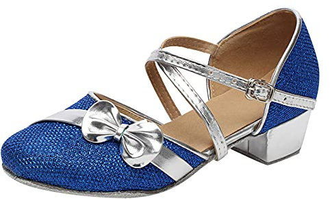 RMBLYfeiye Mädchen Tanzschuhe Prinzessin Schuhe Kinder Latein Schuhe mit Weiche Sohlen Kinder Bow-Knot Glitzer Latein Tango Ballsaal Schuhe