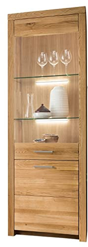 Möbel Jack Vitrine - Wildeiche massiv geölt - B 65 cm - 1 Tür