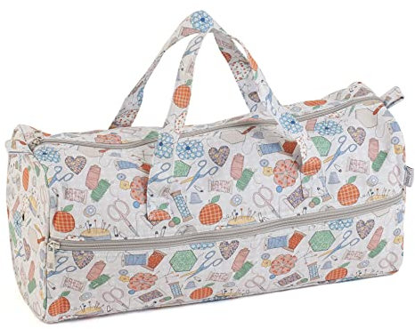 Hobby Gift Knitting Bag - Large Yarn Holder Wool Storage Bag - Zipper Compartment for Up to 40cm Knitting Needles, Crochet Hooks and Accessories - 16.5 x 45 x 19.5cm - Happydashery