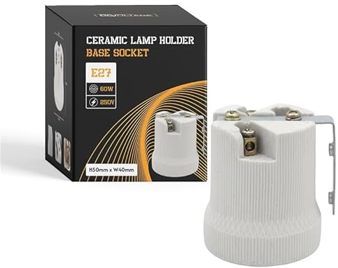E27 Ceramic Lamp Holder Batten Porcelain Edison Screw Light Socket for Pendant Lights, Heat-Resistant, Compatible with E26/E27 LED and Incandescent Bulbs – 1 Pack