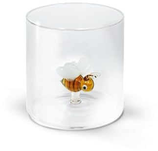 WD Lifestyle Bicchiere in vetro borosilicato. Capacità 250 ml. Decoro ape.