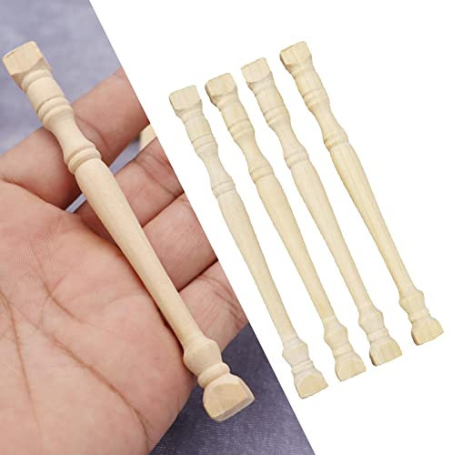 Sharplace 2x 4 Pieces Traditional 1:12 Dolls House Stair Balustrade Handmade for DIY Projects Decoration Accessory Life Scene