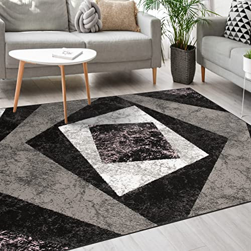 Mazovia Modern Teppich - Kurzflor - Teppich für Wohnzimmer, Schlafzimmer, Esszimmer - ÖKO-TEX Wohnzimmerteppich, Robust und pflegeleicht, Niedrige Florhöhe – Teppiche - grau 300 x 400 cm