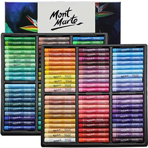 Mont Marte Extra weiche Öl-Pastellkreide, lebendige Farbtöne, 120 Stück, verschiedene helle Farben, lebendige, butterige, Handwerk, Ausmalen und Skizzieren