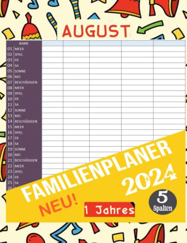 Familienplaner 2024: Familien Monatsplaner 2024 A4, Musikalischer Kalender 2024 Geschenkidee für Mutter, Vater, Geburtstag, Weihnachten und andere ... ab 5 Personen, Organizer Planer 2024 ideal!