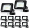 Lospitch LED Strahler Außen, 10er 20W LED Scheinwerfer 3000K Warmweiß, 1700LM Superhell Flutlichtstrahler, IP66 Wasserdicht Außenstrahler für Garten, Garage, Sportplatz (kein Stecker)