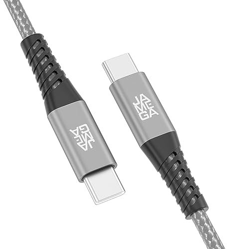 JAMEGA - USB Typ C Kabel Grau 3m | USB C Ladekabel und Datenkabel Fast Charge Snyc USB C Stecker auf USB C Stecker kompatibel mit iPhone 15 Pro Max iPad Pro Air Samsung Macbook Tablets Huawei uvm.